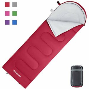 KingCamp Serie Oasis Saco de Dormir con cabecero para Adultos, Ligero, para 3 Estaciones del año, 220 x 75 cm, Rojo