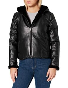 Only Onlpernille Hood Faux Leather Jacket Pnt Chaqueta, Negro, M para Mujer